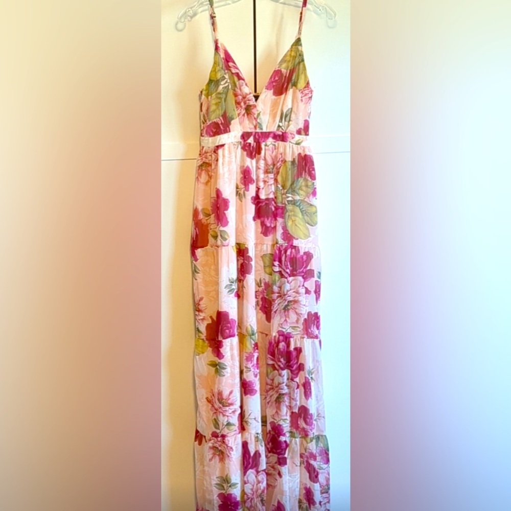 Lulu's Pink and Green Spaghetti Strap Sundress